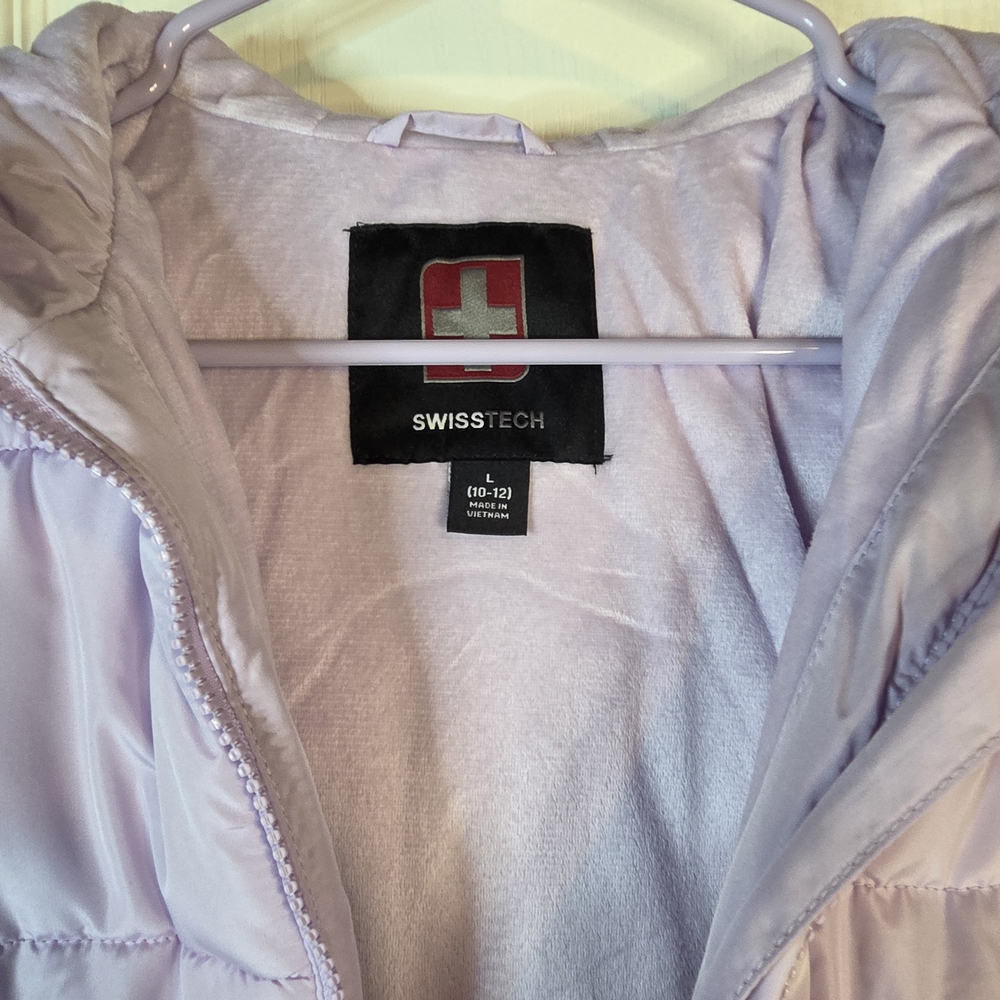 Swiss+Tech Girls Lavender Puffer Jacket Lg Hooded Fleece Lined Water Resistant - Picture 7 of 9